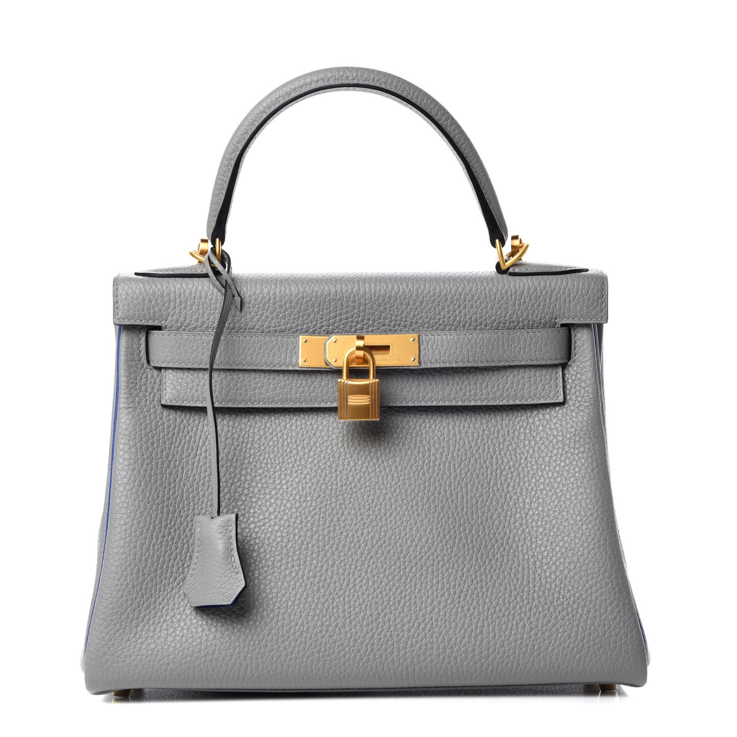 Hermes Taurillon Clemence Horseshoe Kelly Retourne 28 Bleu Glacier Bleu Electrique 1 of 34