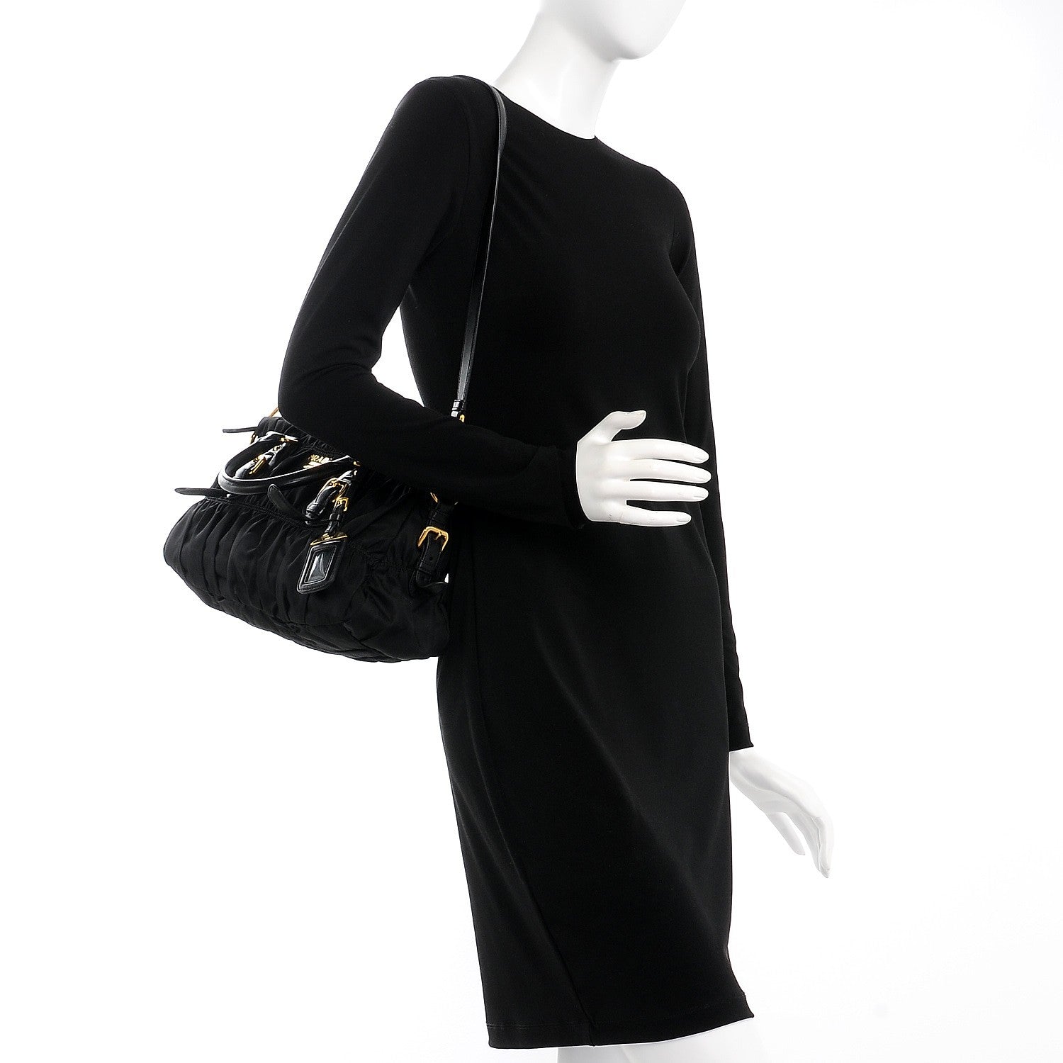 Prada Tessuto Nylon Gaufre Shopping Satchel Black 3 of 12