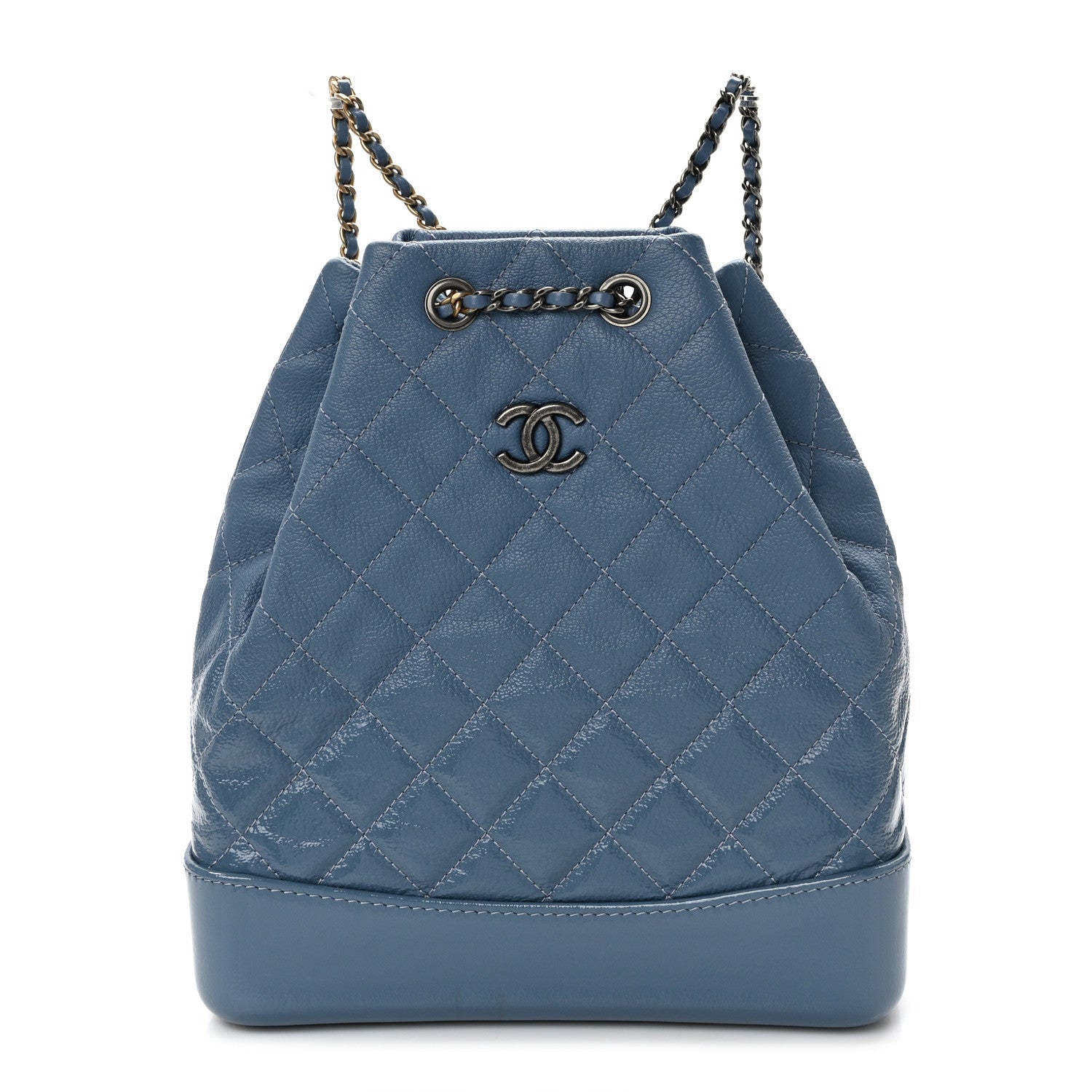 Chanel Patent Goatskin Quilted Gabrielle Backpack Blue 1 of 11