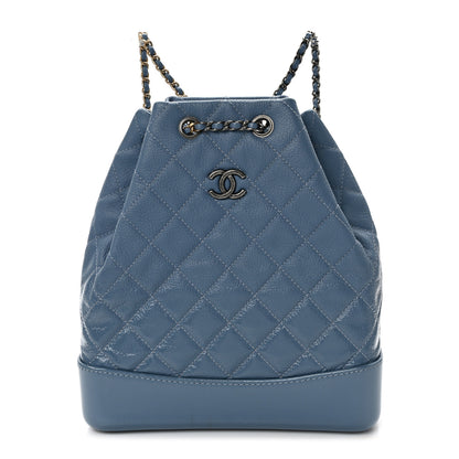 Chanel Patent Goatskin Quilted Gabrielle Backpack Blue 1 of 11