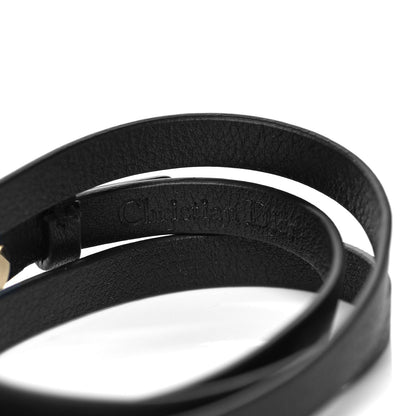 Christian Dior Calfskin Crystal Bee Triple Loop Bracelet Black 4 of 4