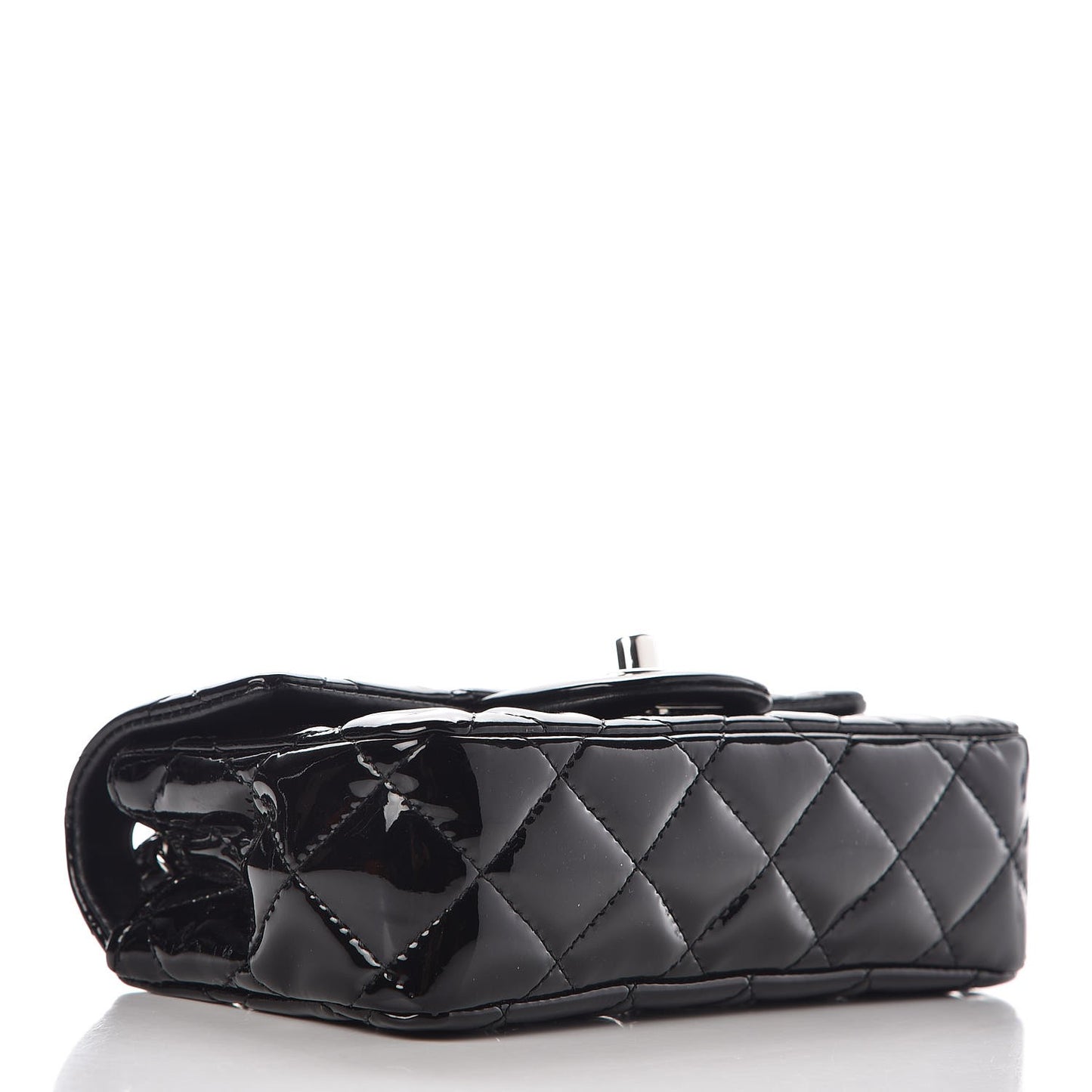 Patent Calfskin Quilted Extra Mini Rectangular Flap Black