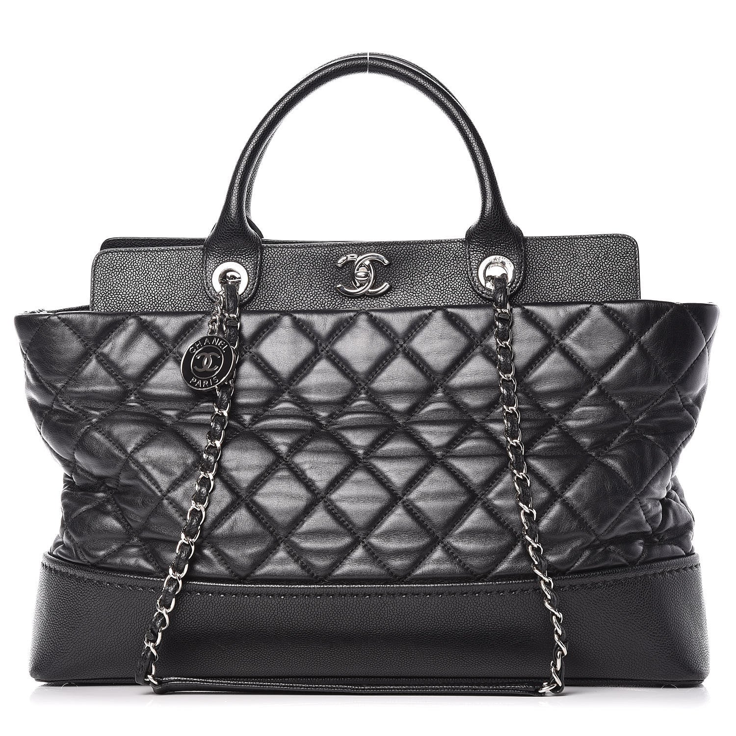 Chanel Lambskin Caviar Quilted Bi Coco Large Shopper Tote Black 1 of 10