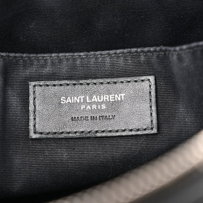 Saint Laurent Cracked Shiny Calfskin Matelasse Monogram Lou Camera Bag Black 6 of 12