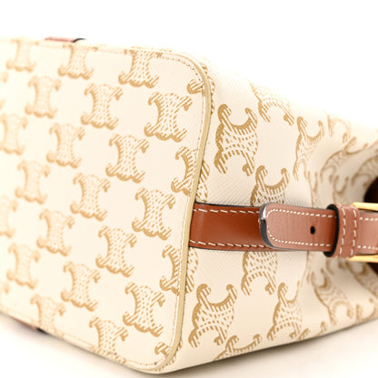 Celine Calfskin Canvas Triomphe Teen Cabas De France White 11 of 19