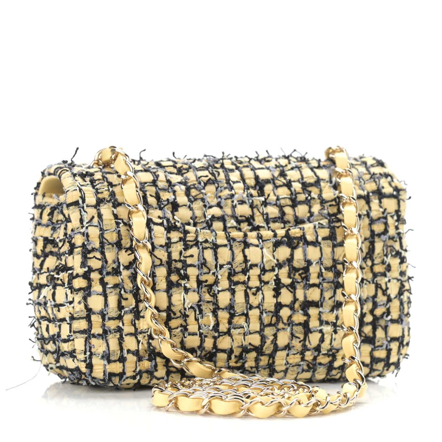 Chanel Tweed Quilted Mini Rectangular Flap Yellow Black 3 of 10