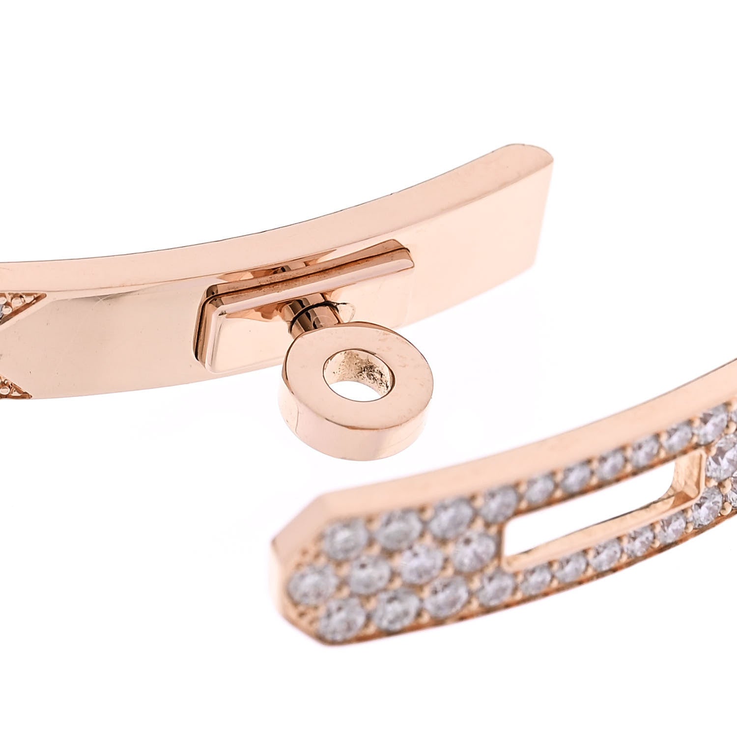 Hermes 18K Rose Gold Diamond PM Kelly Gourmette Bracelet ST 4 of 5
