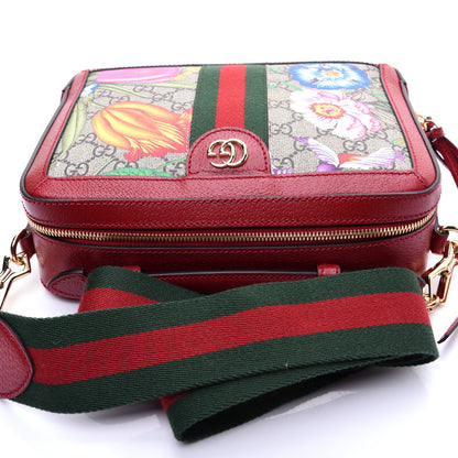 Gucci GG Supreme Monogram Flora Web Small Ophidia Top Handle Shoulder Bag Hibiscus Red 14 of 15