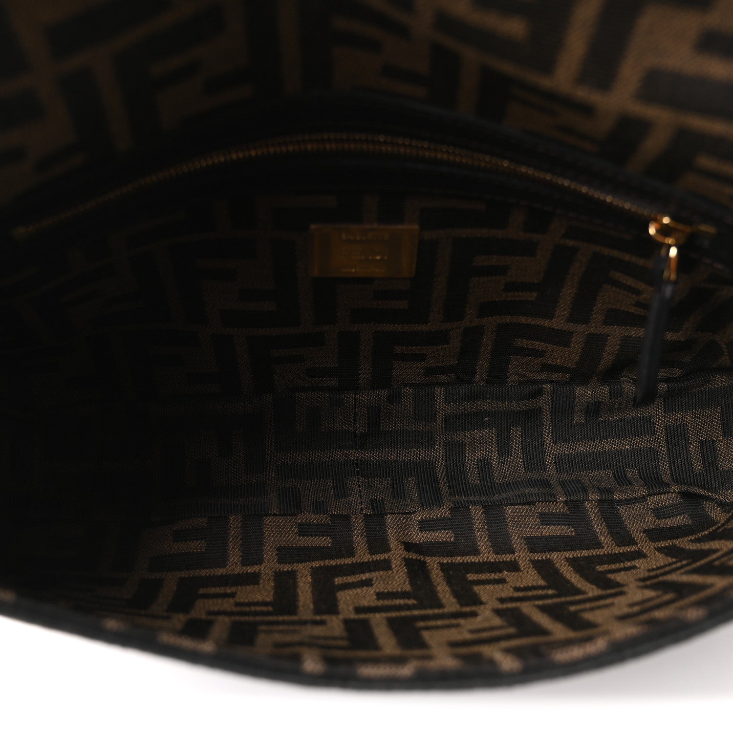Fendi Fabric Jacquard FF 1974 Medium Baguette Tobacco Moro Black 5 of 9