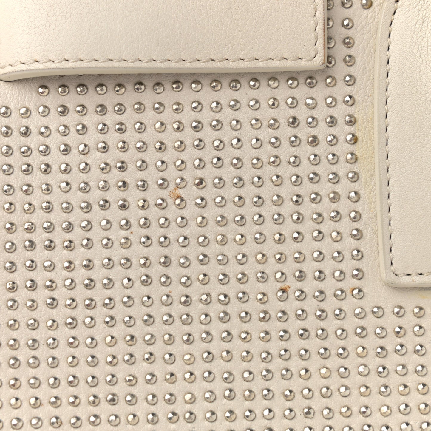 Calfskin Studded Small Sac De Jour White