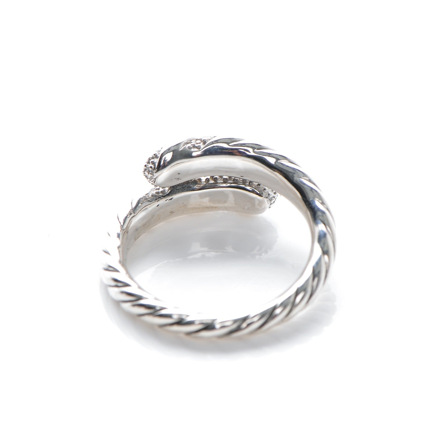 David Yurman Sterling Silver Diamond 10mm Willow Open Single Row Ring 54.5 7.25 3 of 4