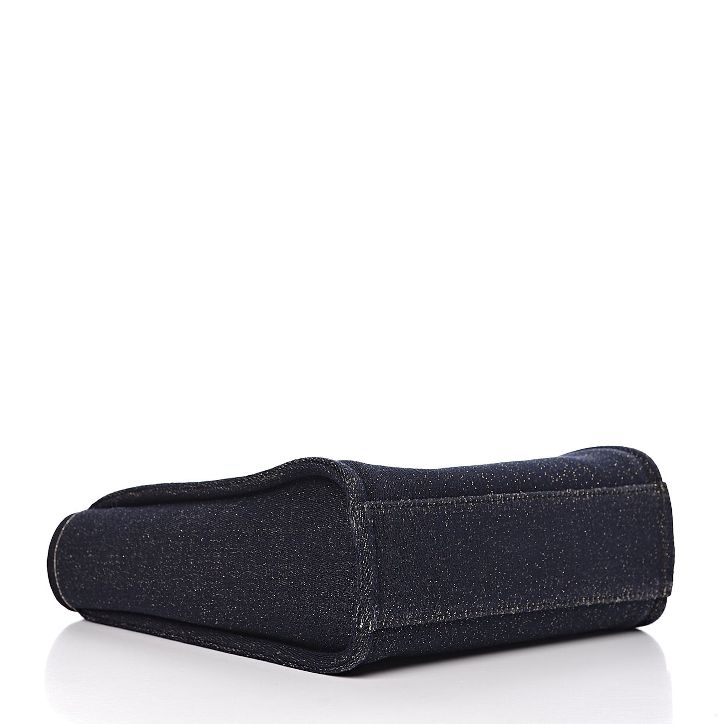 Lurex Canvas Mini Deauville Tote Navy Blue Gold