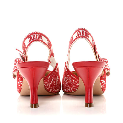 Christian Dior Cotton Ribbon Dioramour D-Royaume J'Adior Slingback 65mm Pumps 39 White Deep Red 5 of 10