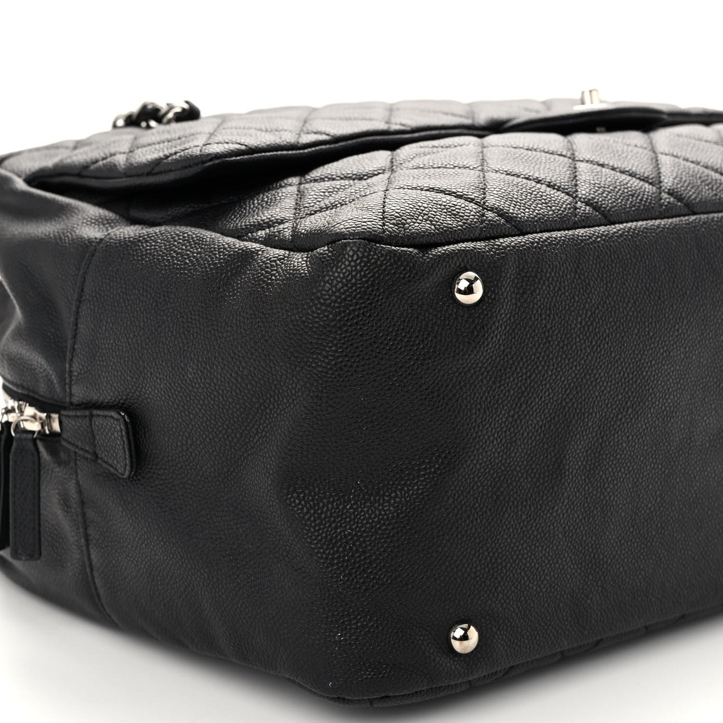 Caviar Quilted Large Travel Flap Tote Black Black