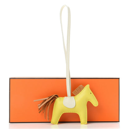 Hermes Milo Lambskin Grigri Rodeo Horse Bag Charm PM Lime Sesame Craie 4 of 4