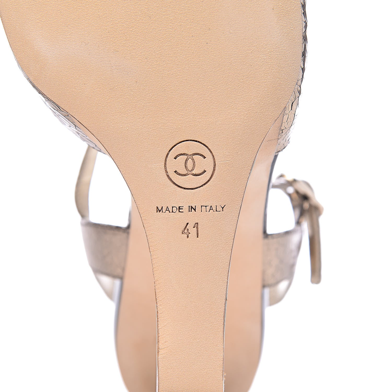 Chanel Metallic Crackled Calfskin Pearl CC Wedge Sandals 41 Gold Black 8 of 12