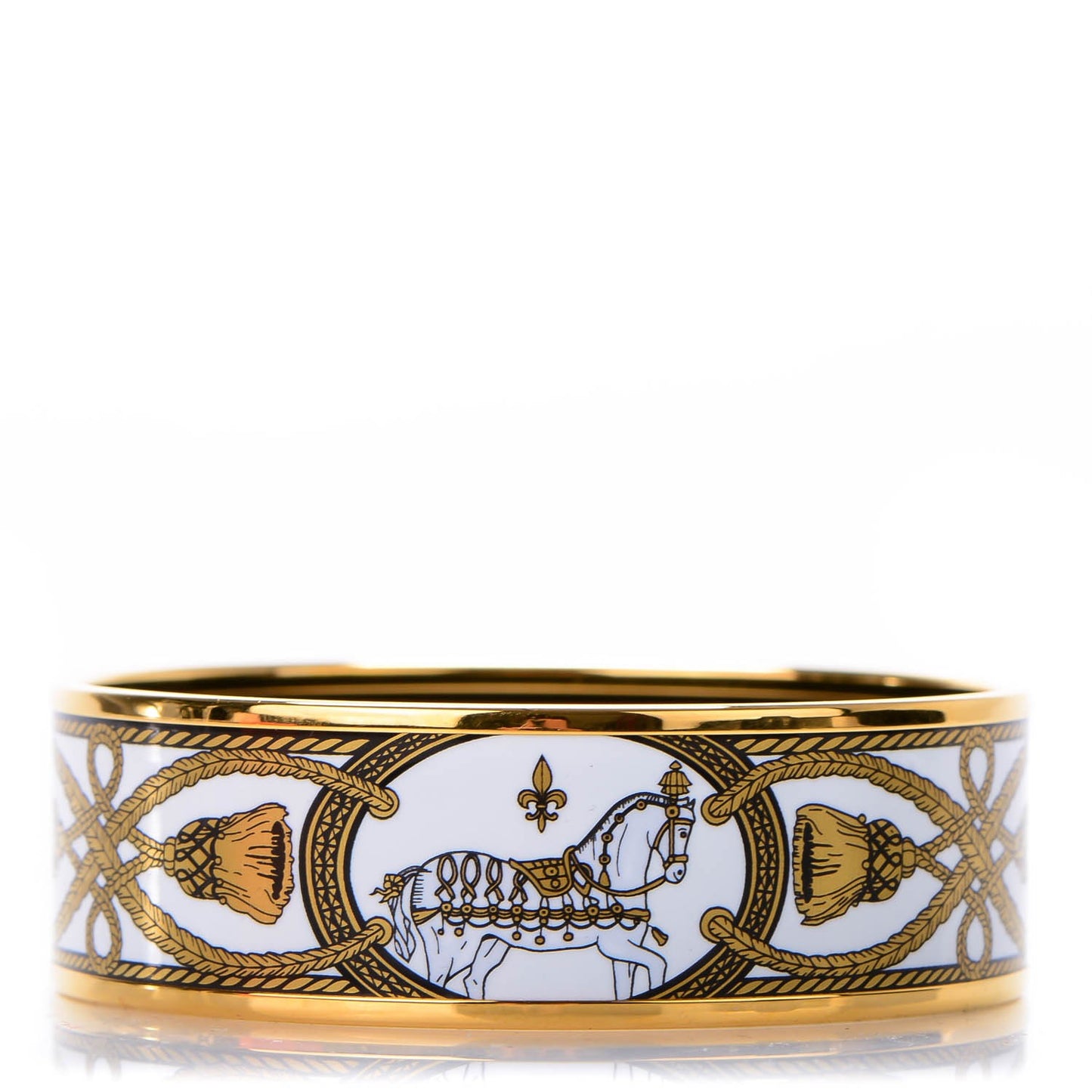 Enamel Printed Wide Grand Apparat Bracelet 62 Blanc