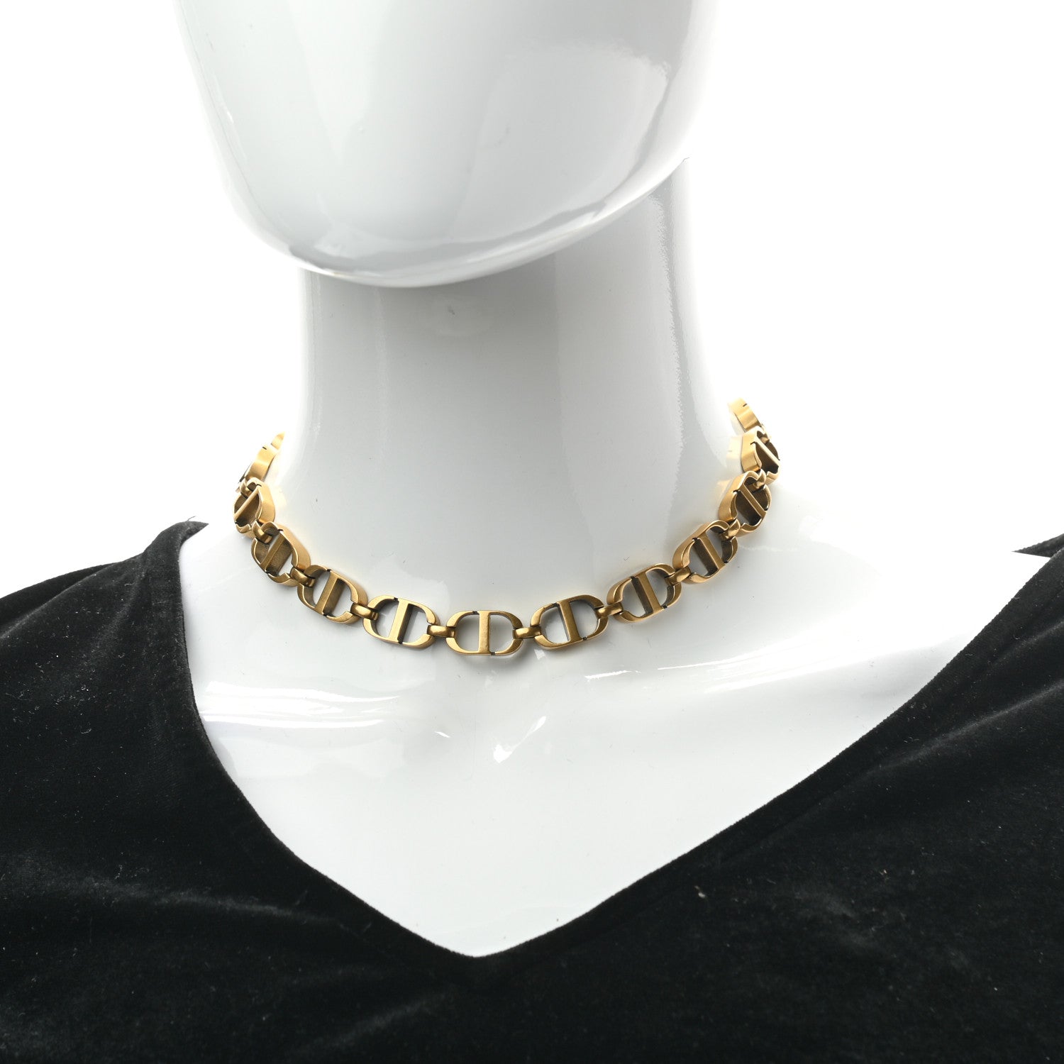 Christian Dior Metal CD Choker Necklace Gold 2 of 4