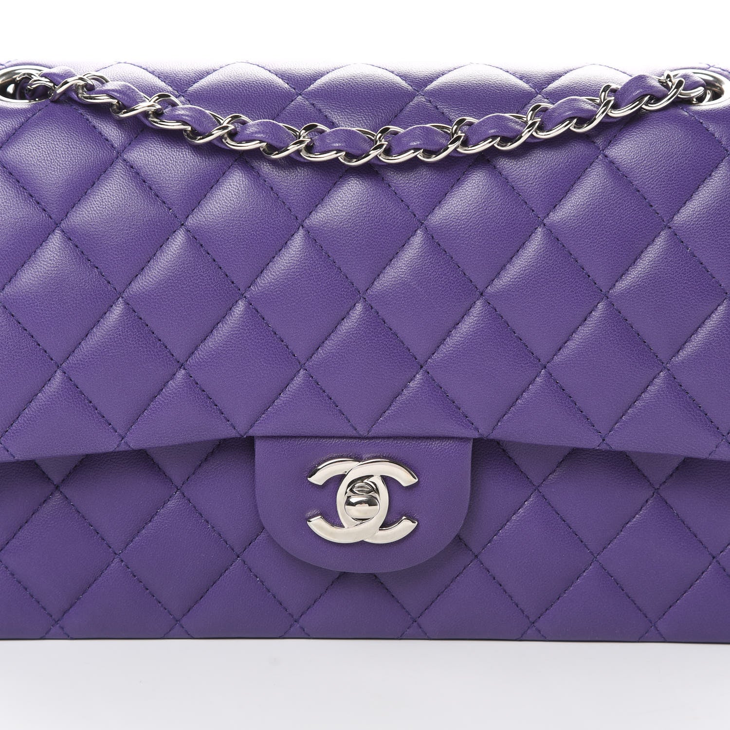 Chanel Lambskin Quilted Medium Double Flap Purple 8 of 16