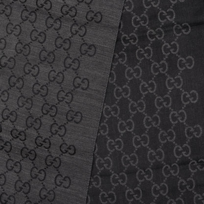 Gucci Wool Silk GG Monogram GGNat Plus Scarf Anthracite 3 of 5
