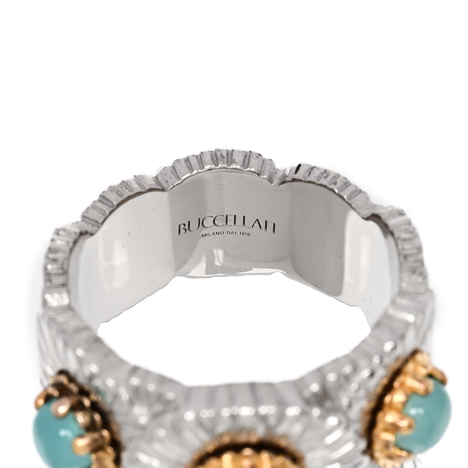 Buccellati Sterling Silver Gold Vermeil Blue Agate Blossoms Daisy Color Eternelle Ring 53 6.25 4 of 7