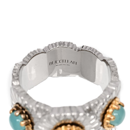 Buccellati Sterling Silver Gold Vermeil Blue Agate Blossoms Daisy Color Eternelle Ring 53 6.25 4 of 7