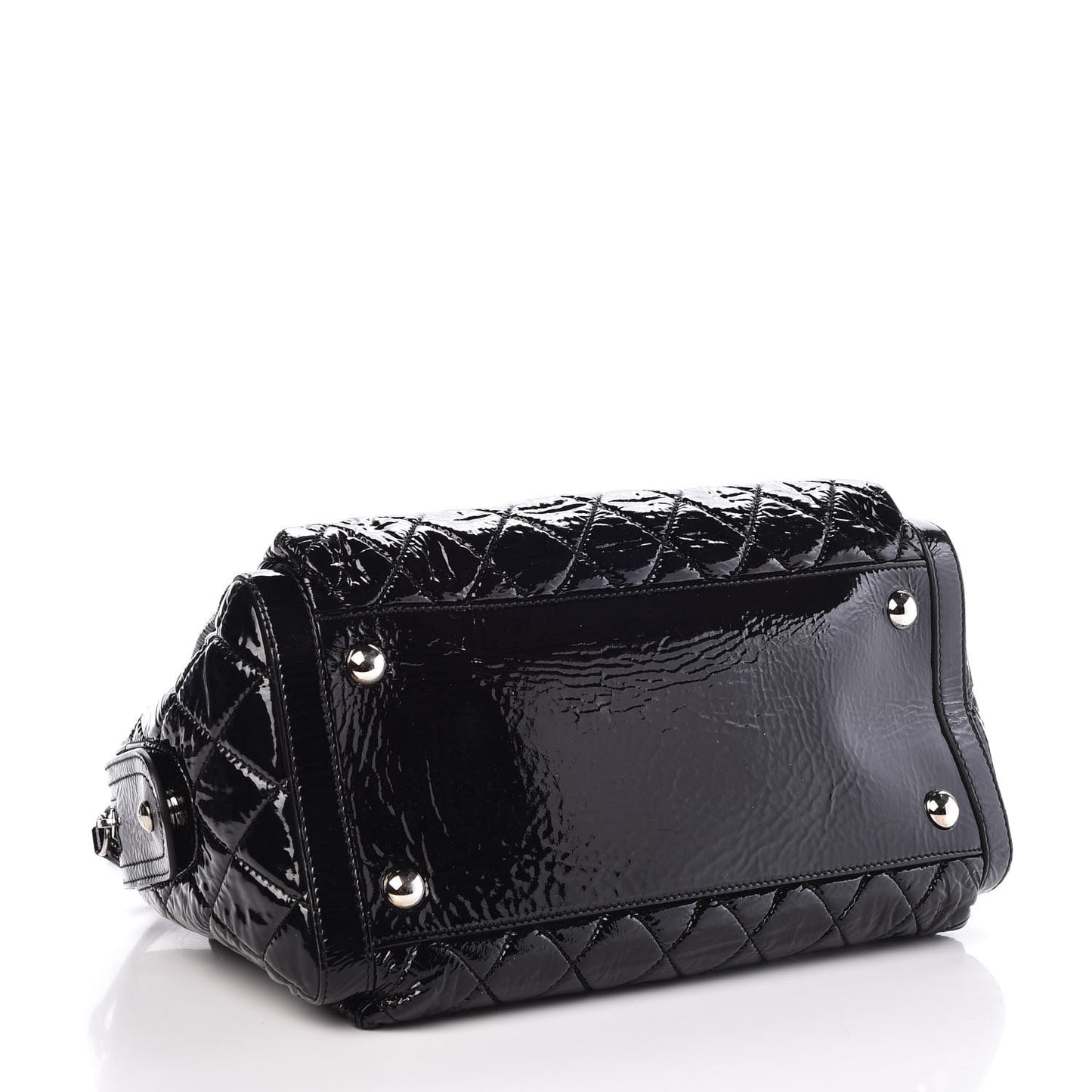 Patent Quilted Day Glo Flap Black