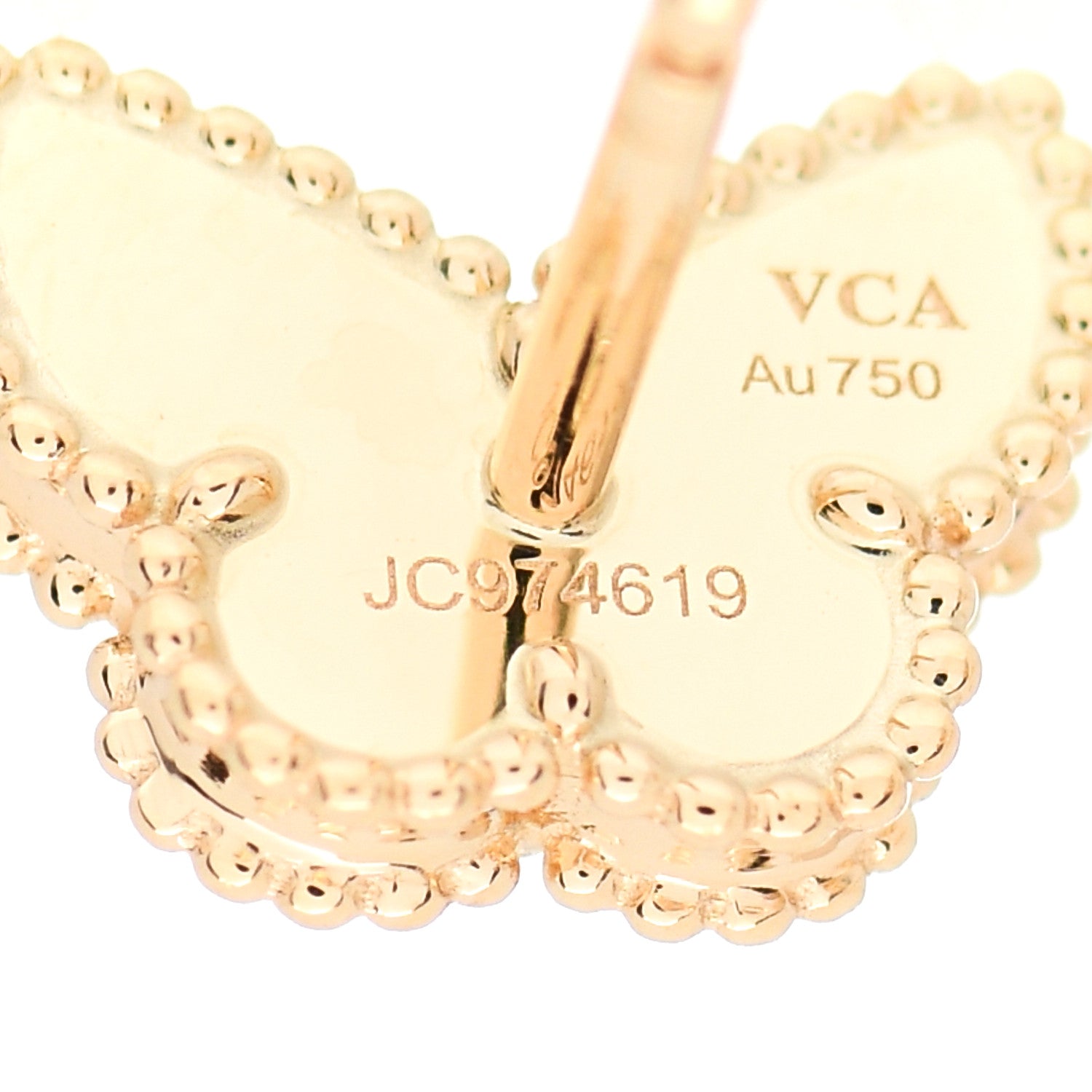 Van Cleef & Arpels 18K Yellow Gold Mother of Pearl Sweet Alhambra Butterfly Earrings 6 of 7