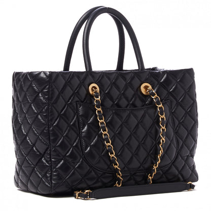 Chanel Aged Calfskin Quilted Coco Handle Shopping Tote Black 3 of 10