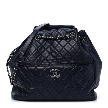 Chanel Lambskin Quilted Large Drawstring Shoulder Bag Dark Purple 1 of 8