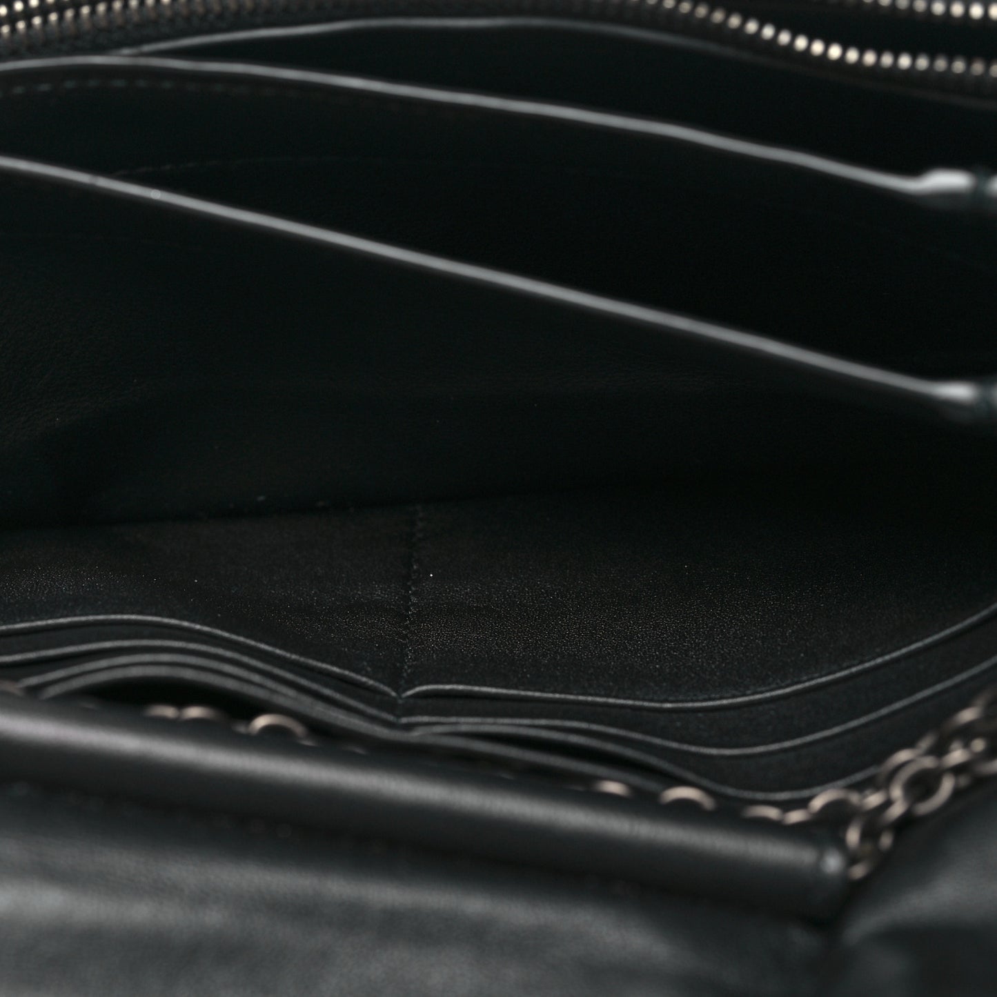 Metallic Nappa Intrecciato Chain Wallet Gold