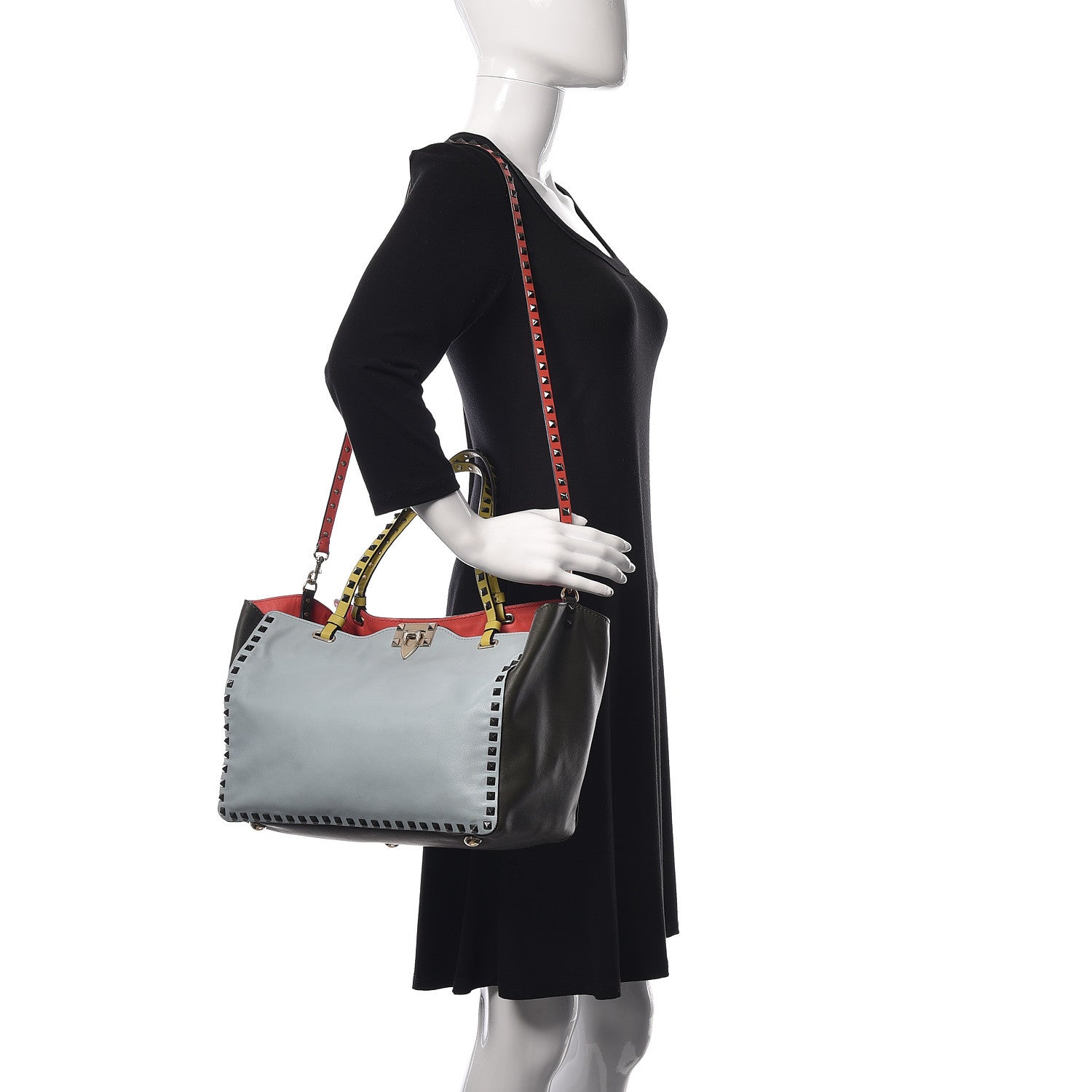 Valentino Garavani Vitello Colorblock Medium Rockstud Tote Multicolor 2 of 19