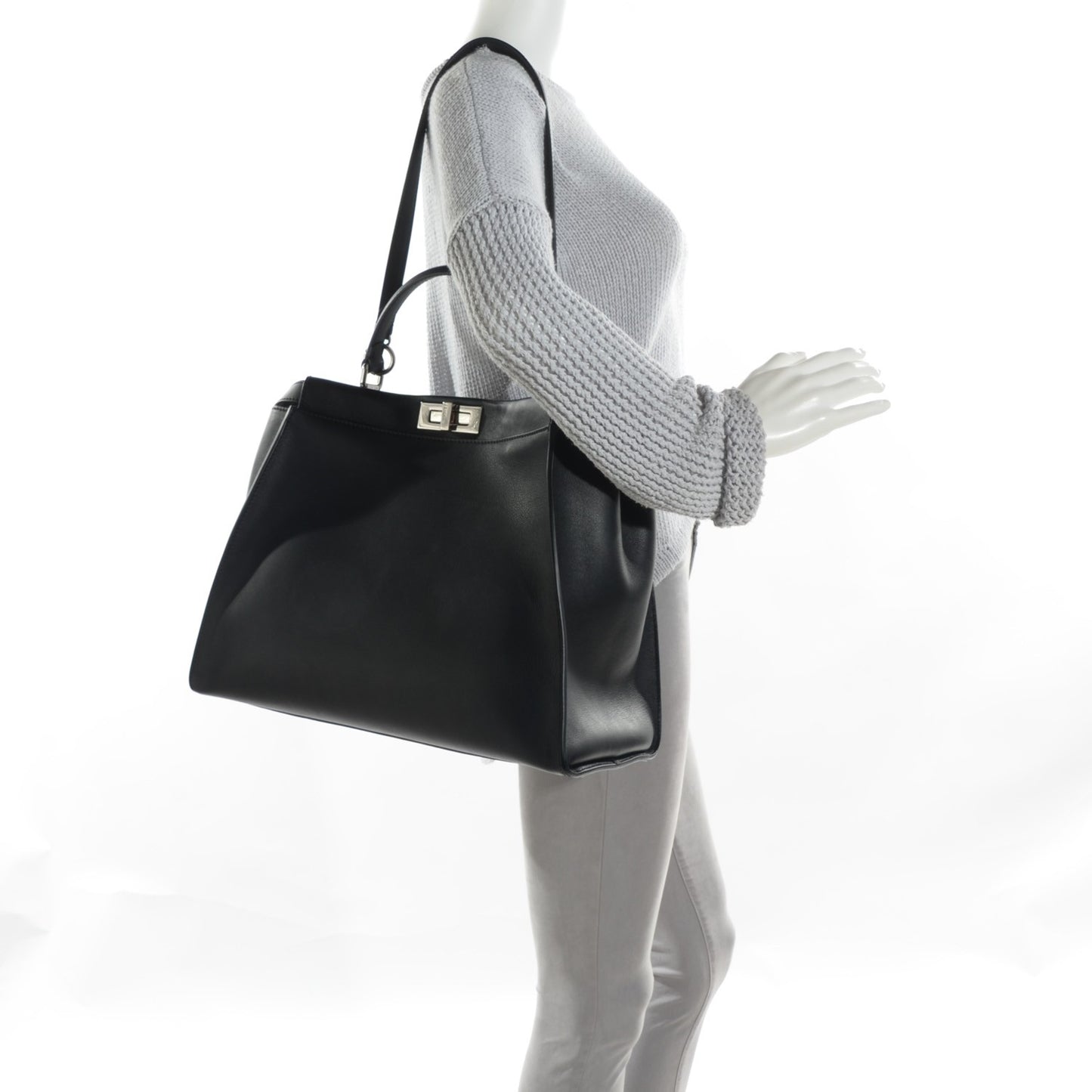 Vitello Seta Python Crocodile Monster Eyes Large Peekaboo Iconic Satchel Black Girasole