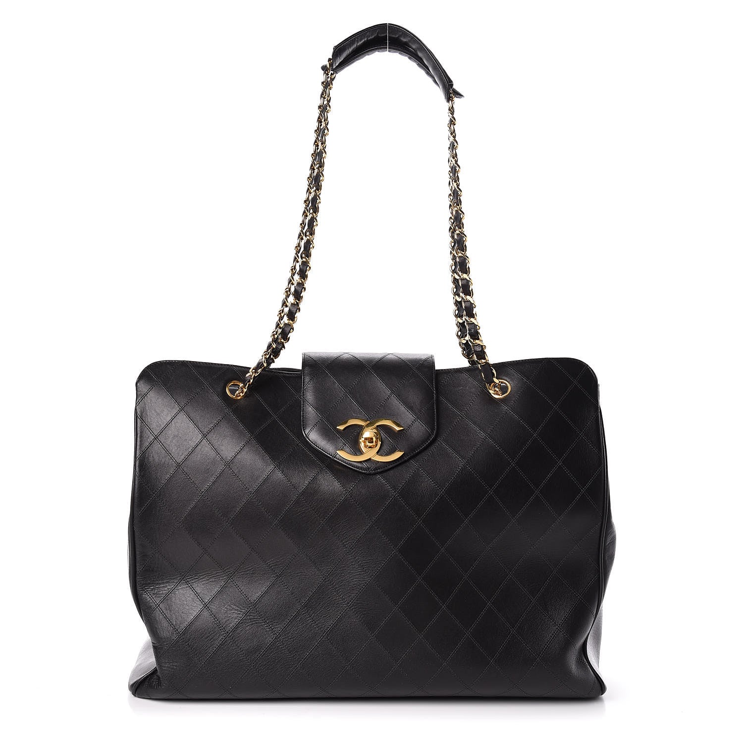 Chanel Calfskin Stitched XL Weekender Black 1 of 14