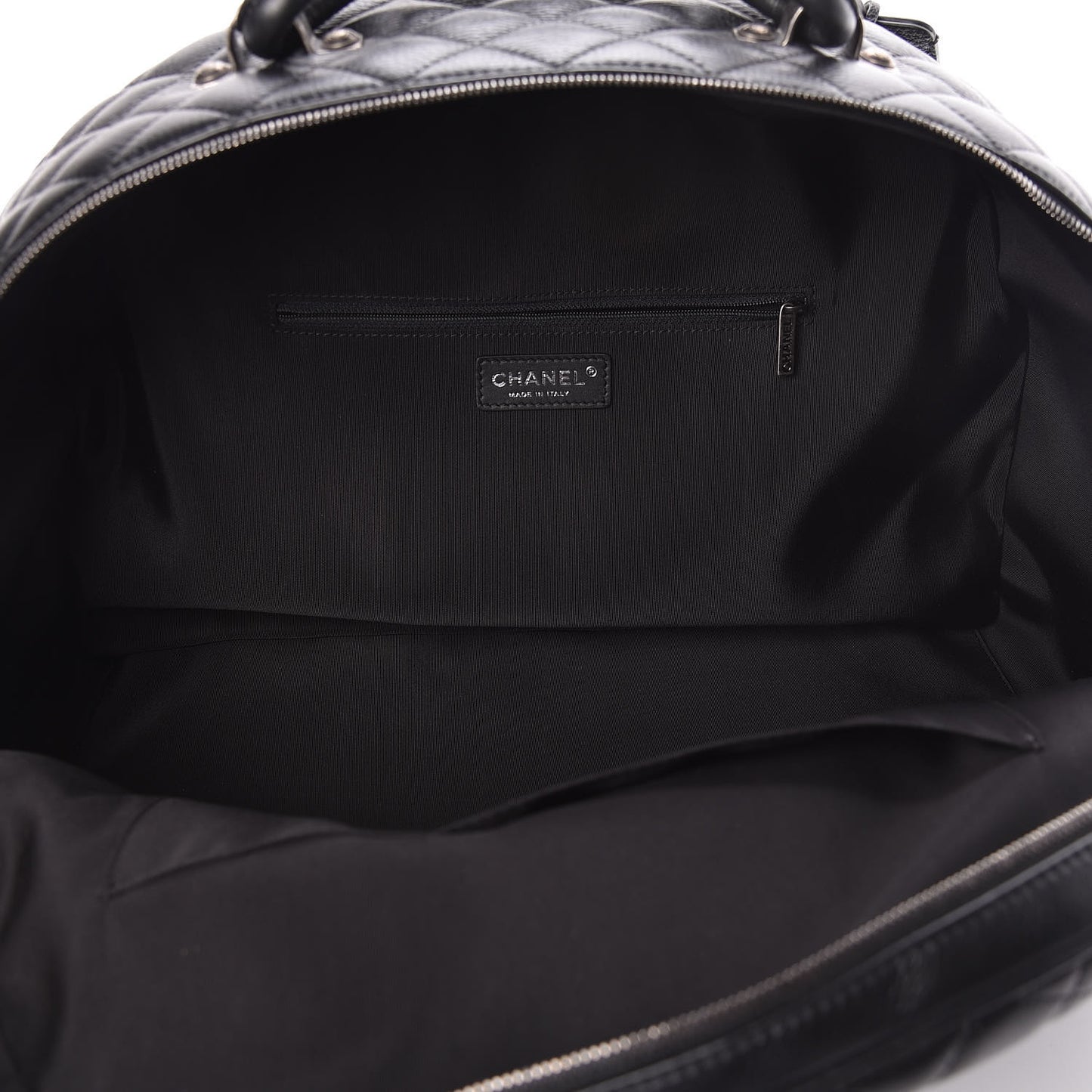 Calfskin Quilted Large Airlines Round Trip Bowling Bag Black