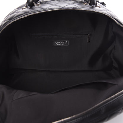 Chanel Calfskin Quilted Large Airlines Round Trip Bowling Bag Black 7 of 11