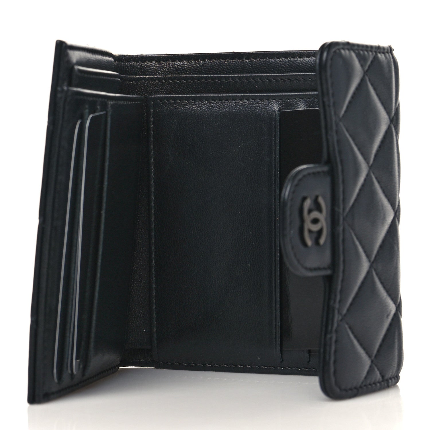 Chanel Lambskin Quilted Compact Flap Wallet So Black 6 of 10