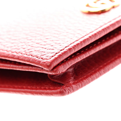 Gucci Pebbled Calfskin GG Marmont Card Case Hibiscus Red 10 of 15