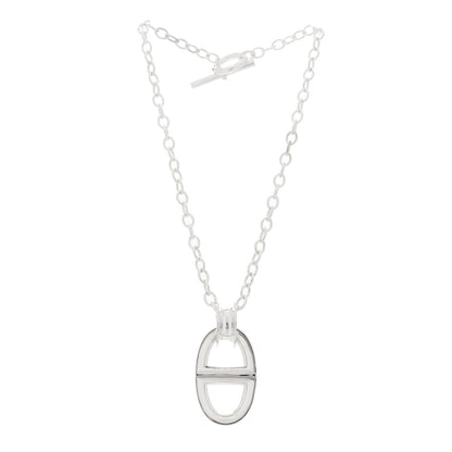 Hermes Sterling Silver TGM Reponse Pendant Necklace 3 of 7