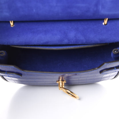 Mulberry Calfskin Crocodile Embossed Small Amberley Satchel Cobalt Blue 5 of 9