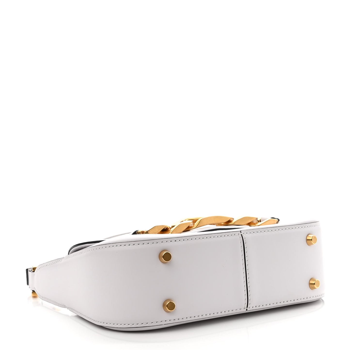 Calfskin Small Vlogo Chain Shoulder Bag Optic White