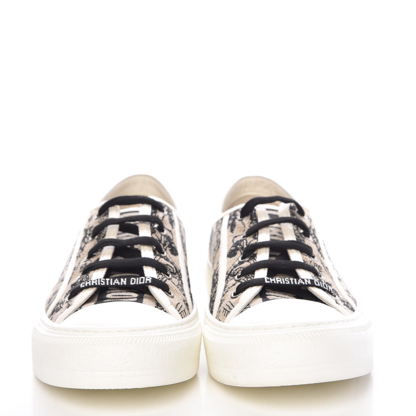 Canvas Toile De Jouy Embroidered Womens Walk'N'Dior Low Top Sneakers 39 Black