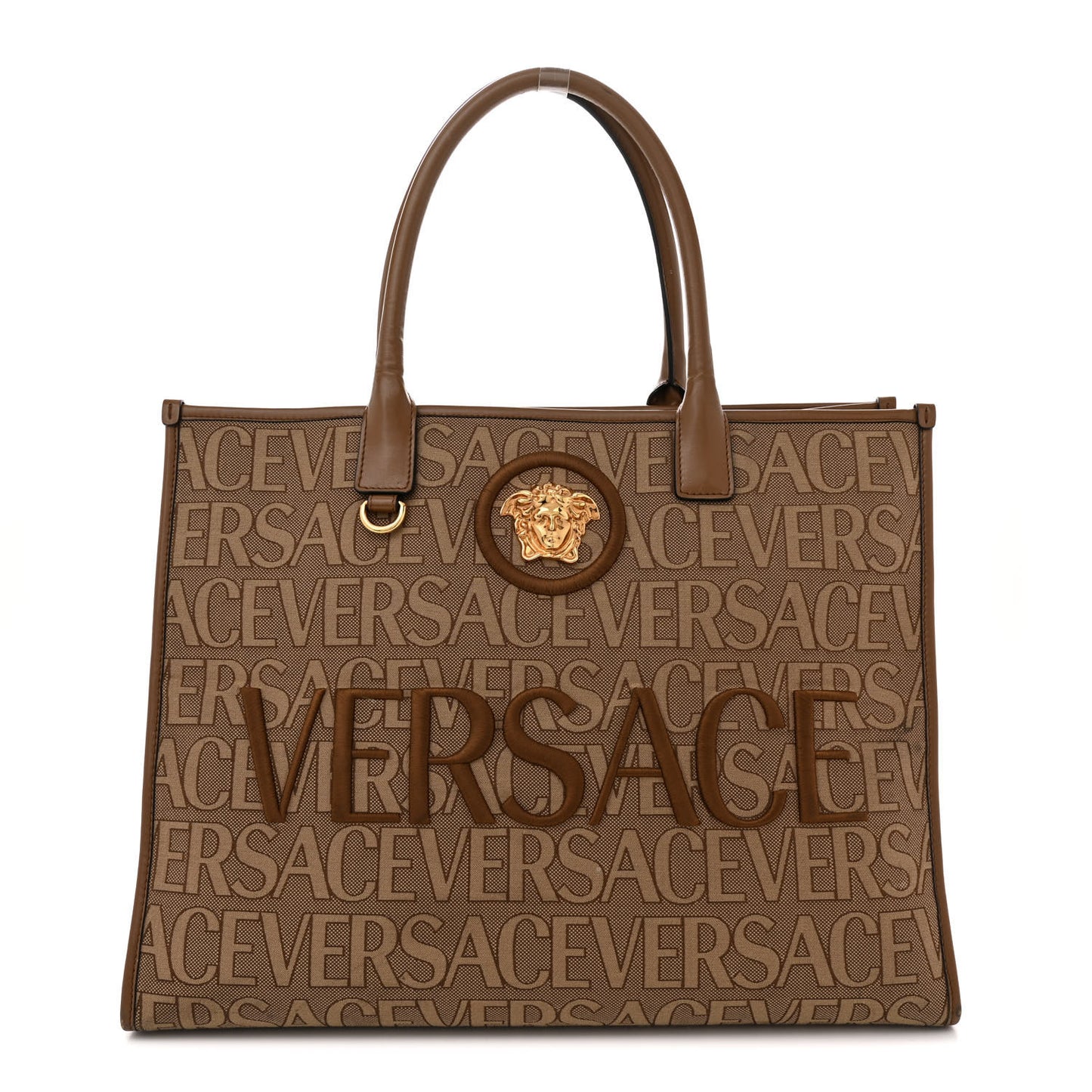 Jacquard Canvas Large Allover Medusa Tote Beige