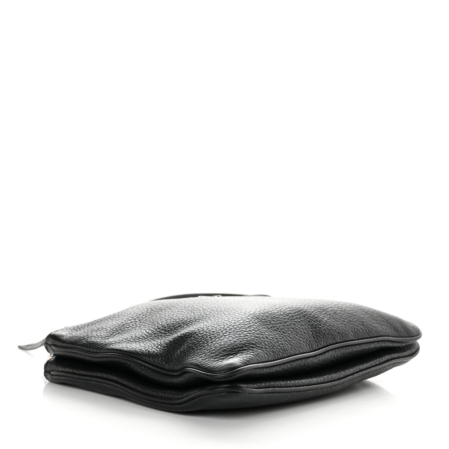 Vitello Daino Double Zip Crossbody Bag Black