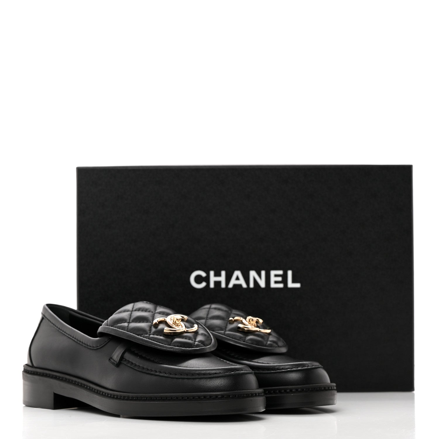 Chanel Lambskin Quilted CC Turnlock Loafers 36 Black 9 of 9