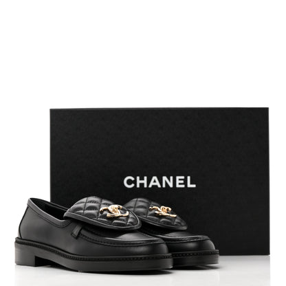 Chanel Lambskin Quilted CC Turnlock Loafers 36 Black 9 of 9