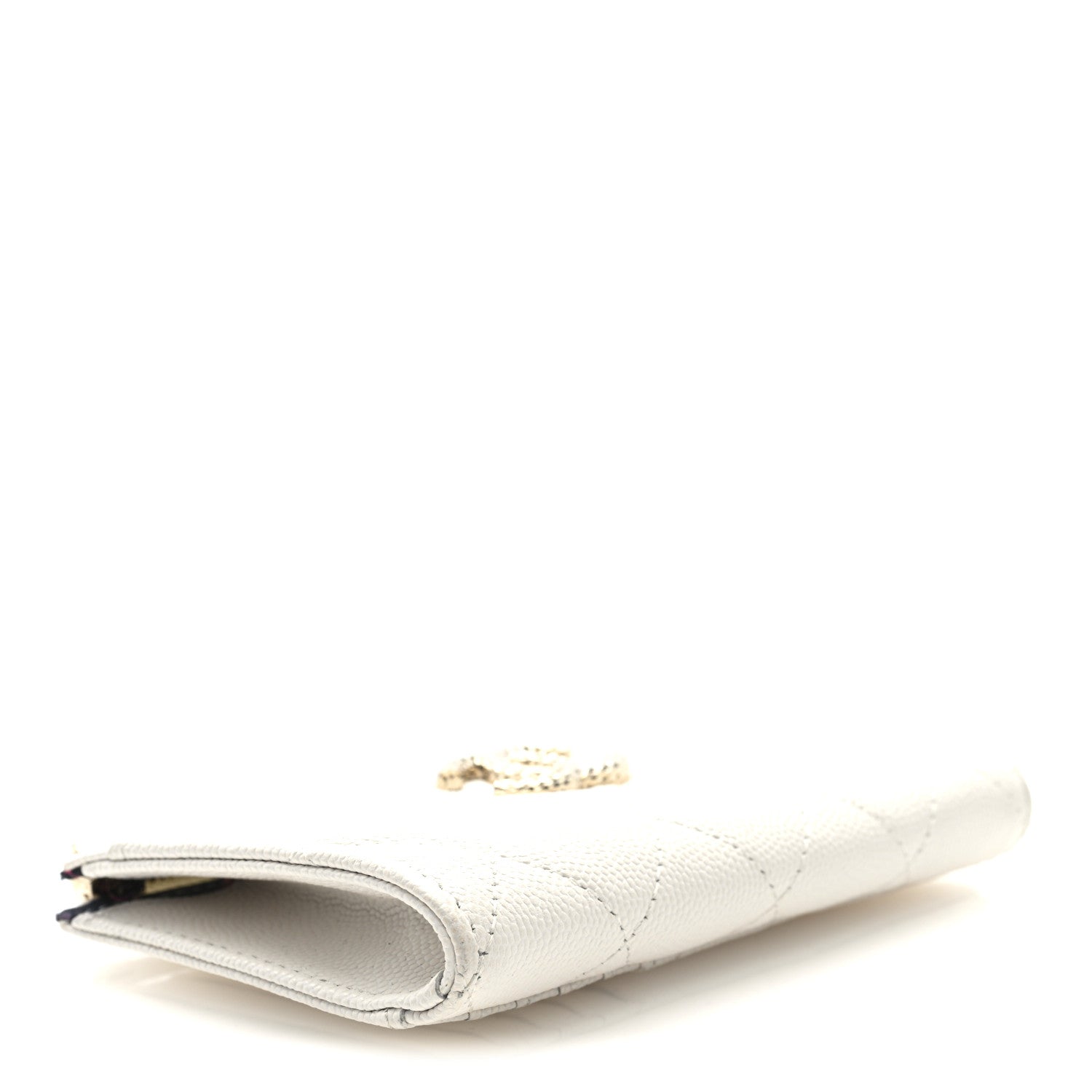 Chanel Caviar Quilted CC Logo Zip Around Card Holder White 4 of 8