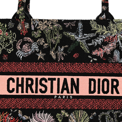Christian Dior Canvas Embroidered Medium Cabinet De Curiosites Book Tote Black Multicolor 8 of 10