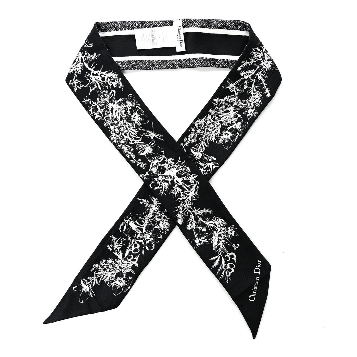 Silk Toile De Jouy Flowers Mitzah Scarf Blue Ivory