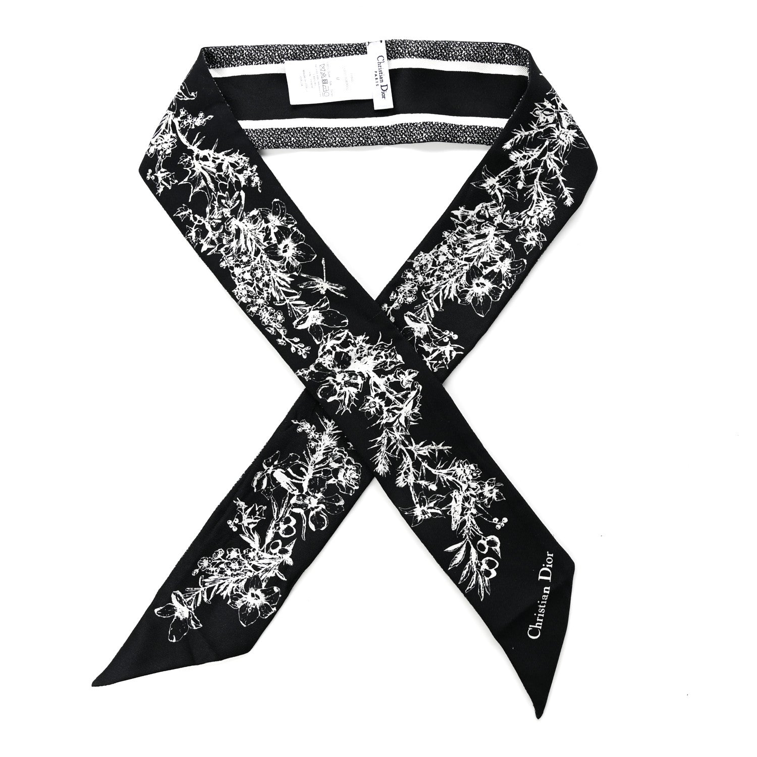 Christian Dior Silk Toile De Jouy Flowers Mitzah Scarf Blue Ivory 1 of 4